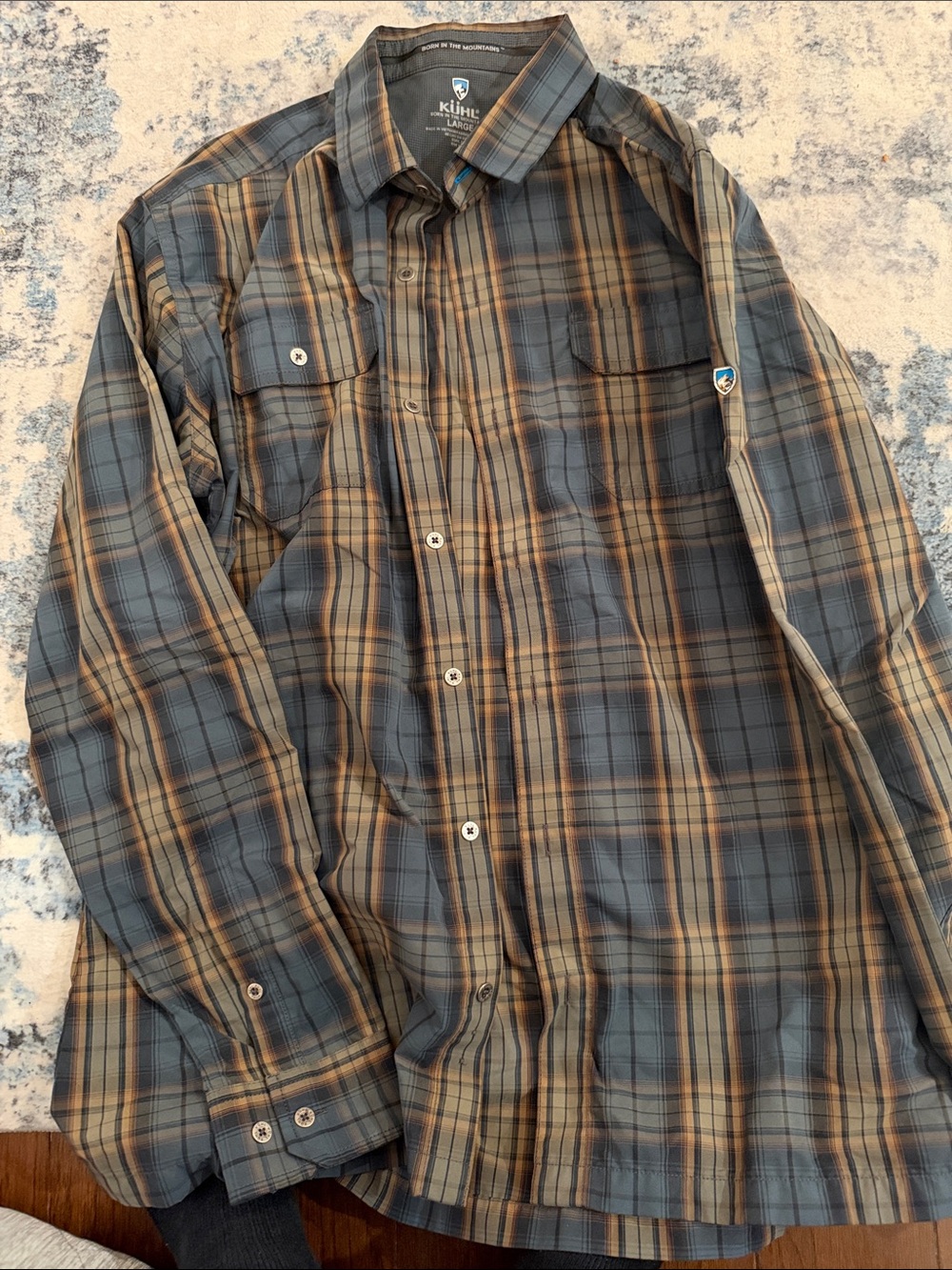 Kuhl Men's Plaid Button-Down Shirt — Gray and Brown